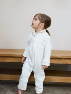 Crème - The Little Tailor Bébé Luxury Soft Touch Velour Noël Onsie Rompersuit