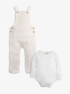 Crème - The Little Tailor Ensemble salopette et body en polaire sherpa épaisse bébé