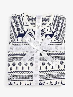 Crème - The Little Tailor Kids Reindeer Noël Motif Fair Isle 100% Coton Tout-en-un