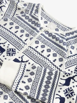 Crème - The Little Tailor Kids Reindeer Noël Motif Fair Isle 100% Coton Tout-en-un