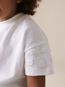 Crème - T-shirt 100% coton Daisy à manches courtes (3mois-7ans)
