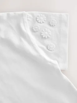Crème - T-shirt 100% coton Daisy à manches courtes (3mois-7ans)