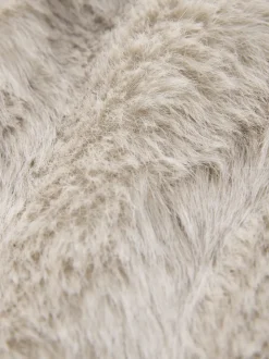 Crème - Veste sans manches en fausse fourrure