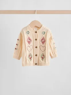 Crème brodé - Cardigan et Leggings en maille Bébé Ensemble 2 pièces (0mois-3ans)