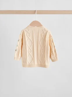 Crème brodé - Cardigan et Leggings en maille Bébé Ensemble 2 pièces (0mois-3ans)