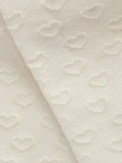 Crème écru - Collants enrichis en coton texturés motif cœur