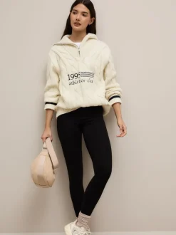 Crème écru - Pull graphique à col zippé en câble 1995