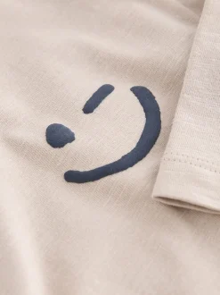 Crème écru - T-shirt semi-uni à manches longues (3mois-7ans)