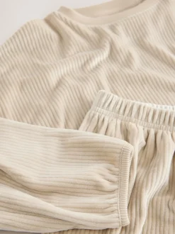 Crème côtelée - Pyjama en laine polaire (9mths-16yrs)