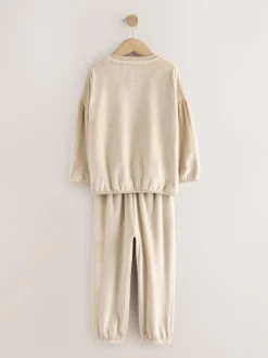 Crème côtelée - Pyjama en laine polaire (9mths-16yrs)