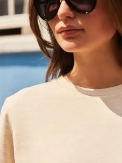 Crème d'avoine - T-shirt Manche courte Col ras du cou lourd