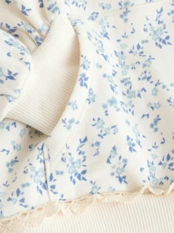 Crème Ditsy Fleur - Sweat à capuche (3-16 ans)