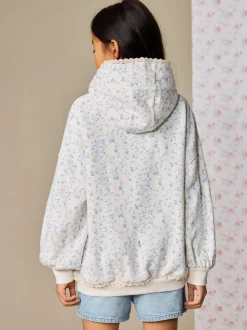 Crème Ditsy Fleur - Sweat à capuche (3-16 ans)