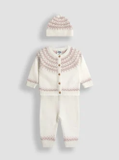 Crème Fair Isle - Ensemble JoJo Maman Bébé 3pièces en maille