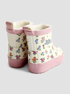 Crème fleuri - Bottes de pluie courtes confortables à imprimé JoJo Maman Bébé