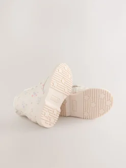 Crème fleuri - Bottines à lacets