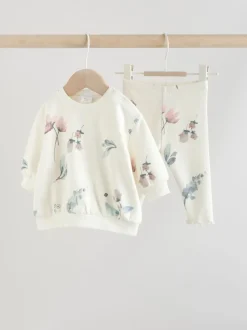 Crème fleuri - Ensemble Chandail et Survêtement bébé 2 Pièces (0mois-2ans)
