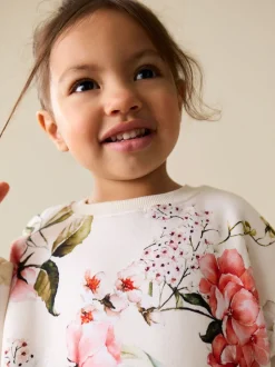 Crème fleuri - Sweat à col ras du cou (3mths-7yrs)