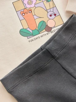 Crème imprimé graphique arc-en-ciel - Sweatshirt & Leggings (3mths-7yrs)