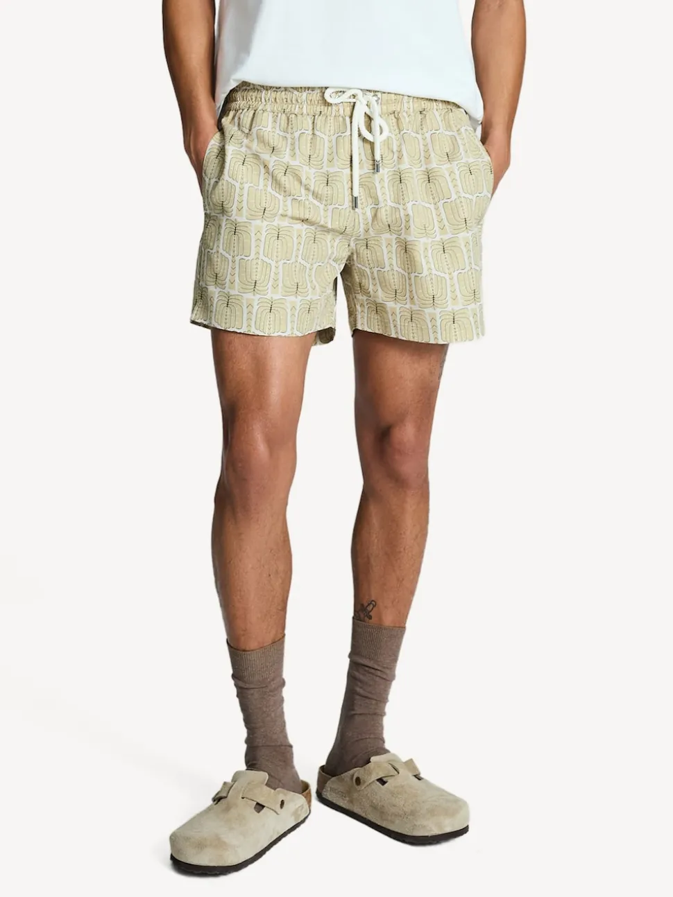 Crème Imprimé Palmeira - Shorts de bain Frescobol Carioca Rio