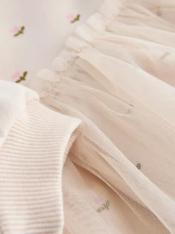 Crème motif lapin - Robe sweat à jupe en maille (3mois7ans)