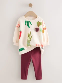 Crème Personnages légumes - Ensemble Sweatshirt et Leggings (3mths-7yrs)