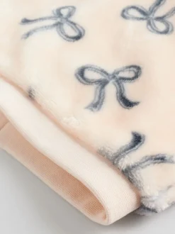 Crème/gris - Ensemble pull et pantalon en velours doux imprimé nœud (0mois-2ans)