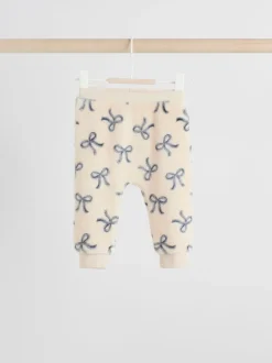 Crème/gris - Ensemble pull et pantalon en velours doux imprimé nœud (0mois-2ans)