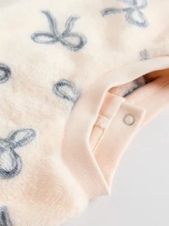 Crème/gris - Ensemble pull et pantalon en velours doux imprimé nœud (0mois-2ans)