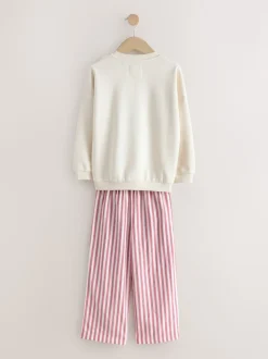 Crème/Nœud rouge - Pyjama sweat-shirt (2-16ans)