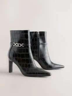 Croco noir en relief - Bottines à talons Forever Comfort® avec quincaillerie