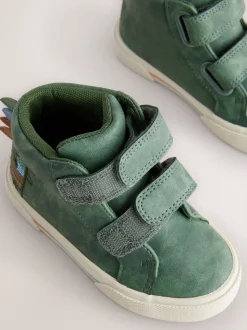 Crocodile vert - Bottines à fermeture scratch