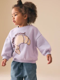 Crossant violet lilas - Sweat à col ras du cou (3mths-7yrs)