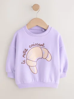 Crossant violet lilas - Sweat à col ras du cou (3mths-7yrs)