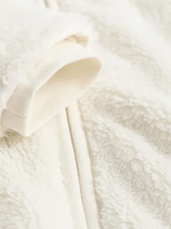 écru - Baby Cosy Fleece Hooded All-In-One (0mths-2yrs)