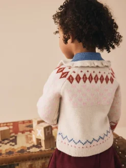 écru - Cardigan à col ours en peluche (3mois à7ans)