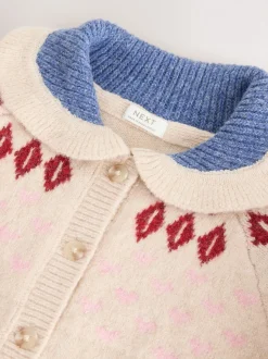 écru - Cardigan à col ours en peluche (3mois à7ans)