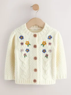 écru - Cardigan à fleurs brodées (3mois-10ans)