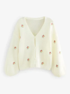 écru - Cardigan Laura Ashley Fleuri Brodé