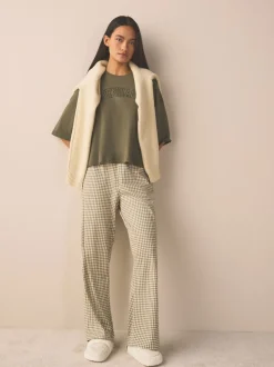 écru - Chaussons avec semelle plantaire cœur en fausse fourrure