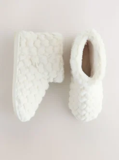 écru - Chaussons chaussons cœur en fausse fourrure