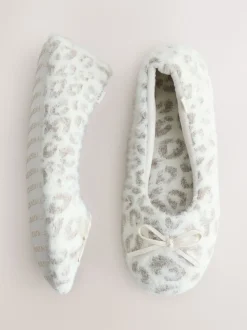 écru - Chaussons imprimé animal