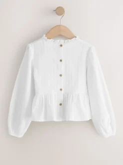 écru - Chemisier à volants à manches longues (3-16ans)