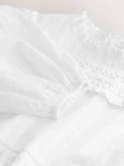 écru - Chemisier à volants à manches longues (3-16ans)