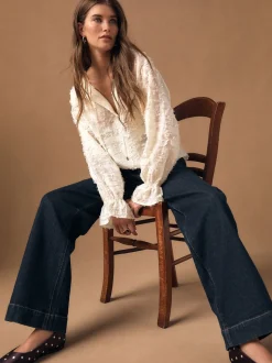 écru - Chemisier Tufty en jacquard à manches longues