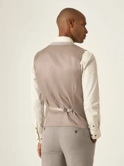 Écru - Gilet de costume ajusté Skopes Calvados en lin mélangé