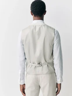 écru - Gilet de costume en lin Blend texturé