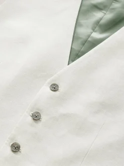 écru - Gilet de costume en lin Blend texturé