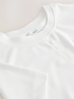 écru - Haut à col rond et à manches courtes avec trou de serrure