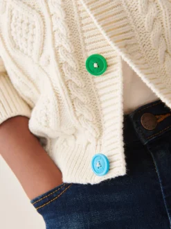 écru - Little Bird by Jools Oliver Cardigan en Coton Torsade